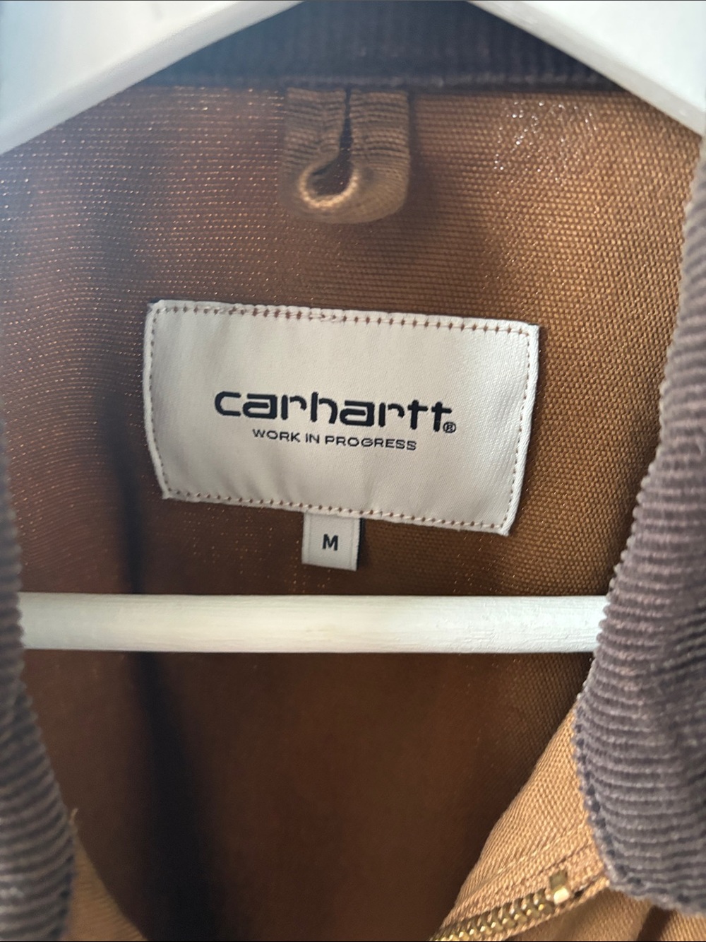Carhartt Brown Duck Field Jacket with Dark Corduroy Collar - Picture 3 of 4
